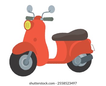 illustration of red retro scooter