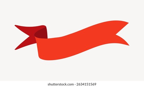Illustration of a red ribbon banner with a simple, elegant design. The red ribbon curves gracefully, creating a classic banner look. Perfect for design projects. Ribbon banner vector.