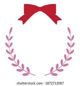Illustration of a red ribbon and leaf frame.