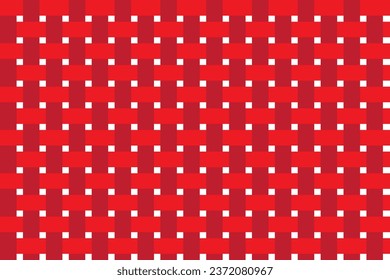 illustration of red ribbon woven pattern on dark white background.