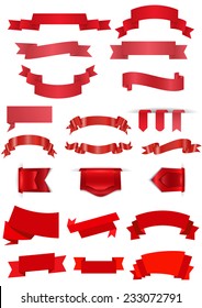 Illustration of red ribbons in various styles 