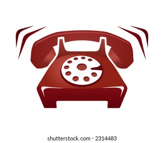 Illustration of red ringing phone isolated on white