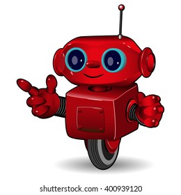 Illustration the red robot on the wheel