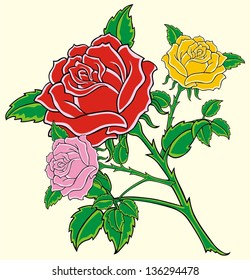 illustration with red rose