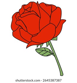 Illustration of a Red rose cartoon style
