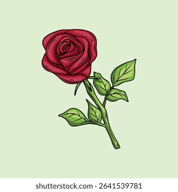 Illustration of a Red Rose Flower