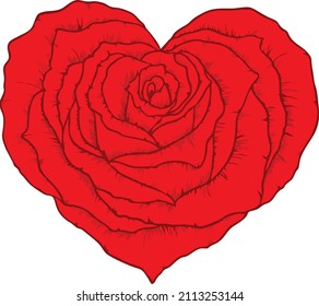 illustration of red rose heart in vector