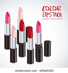 Illustration of red and rose lipsticks isolated on white background, vector illustration