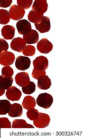 Illustration of red rose petal border isolated