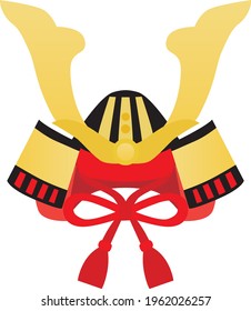 Illustration of a red samurai helmet of Children's Day