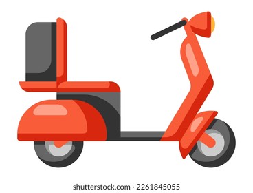 Illustration of red scooter. Electric mobile motorbike.
