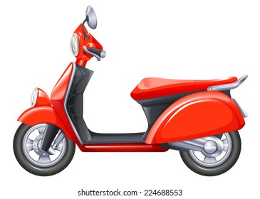 Illustration of a red scooter on a white background 