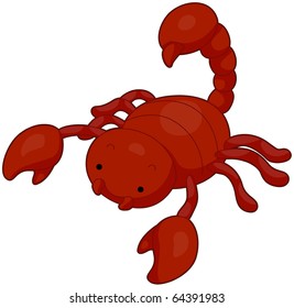 Illustration of a Red Scorpion Searching for Food
