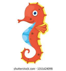 Illustration of red seahorse isolated on white background