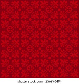 Illustration Of Red Seamless Damask Pattern 