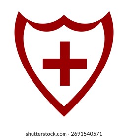 illustration of red shield with plus icon