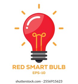 Illustration of Red smart bulb isolated on white