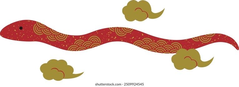 Illustration of red snake character for the year of the snake 2025