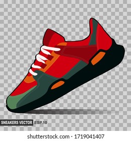 illustration of red sneakers. shoe vector that can be used as an additional design. vector