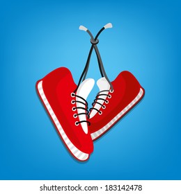 The illustration of red sneakers. Vector image