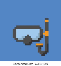 Illustration of red snorkel in pixel art style. Vector illustration