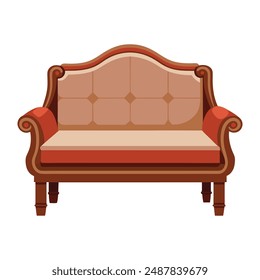 Illustration red sofa isolated on white