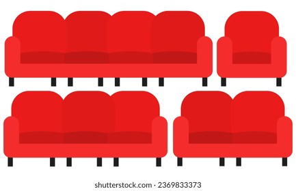 illustration of a red sofa on a white background