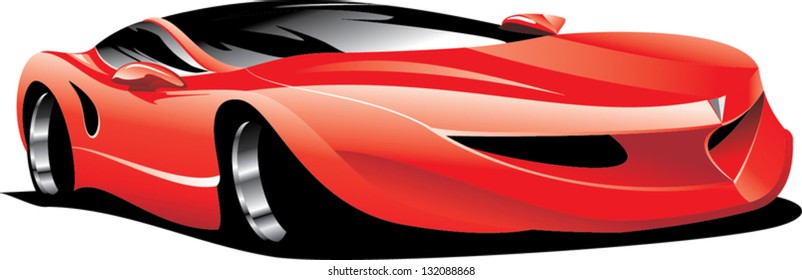 Illustration Red Sport Car Stock Vector (Royalty Free) 132088868