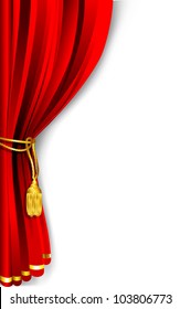 illustration of red stage curtain drape tied with rope