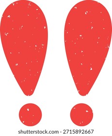 Ilustração de um ponto de exclamação em estilo carimbo vermelho