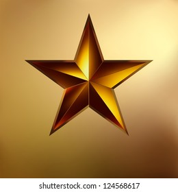 Illustration Of A Red Star On Gold Background. EPS 8 Vector File Included