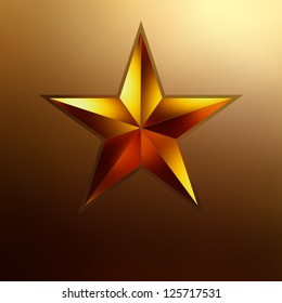 illustration of a Red star on gold background. EPS 8 vector file included