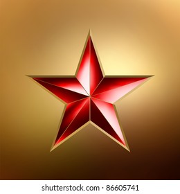 illustration of a Red star on gold background. EPS 8 vector file included