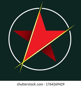Illustration of Red Star With Yellow Two Neon. Good for your simple logo