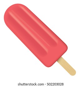 Illustration of a red stick ice cream, strawberry picole. Ideal for catalogs, informational and institutional material