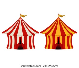 Illustration of red striped circus tents isolated on white background