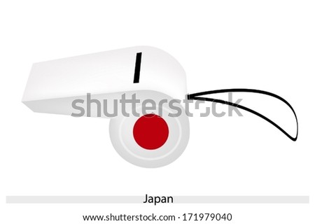 An Illustration of A Red Sun on A White Field of Japan Flag on A Whistle, The Sport Concept and Political Symbol. 