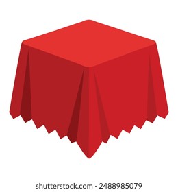 Illustration of Red Tablecloth Isolated