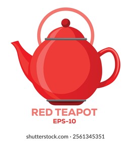 Illustration of Red Teapot Isolated on white