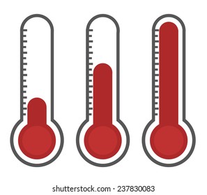 ilustración de termómetros rojos con diferentes niveles, estilo plano, EPS10.