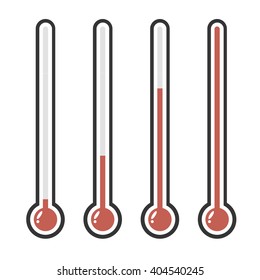 illustration of red thermometers with different levels, flat style, EPS10.