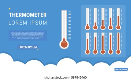 Illustration Red Thermometers Different Levels Flat Stock Vector ...