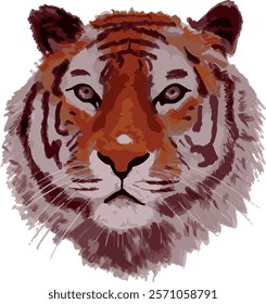 Illustration of red tiger head wild animal vector