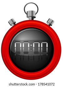 Illustration of a red timer on a white background