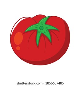 Ilustración de tomate rojo. hoja verde. bueno para logotipo, icono y símbolo
