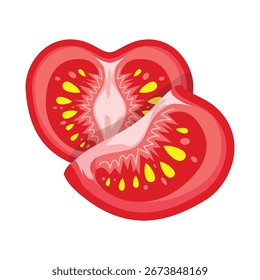 Ilustración de una rodaja de tomate rojo con fondo blanco. muy adecuado para diseños con una temática de comida y restaurante o se puede utilizar para Elementos en la lista de menú