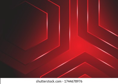 Ilustración del fondo abstracto del tono rojo con el diseño futurista hexágono y la lumbrera brillante en los pasos vectoriales 10