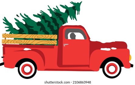 illustration of red track with Christmas tree in vector