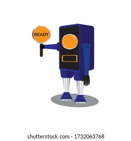 Illustration of red traffic light robot, suitable for icons, traffic, advertisements, etc.
