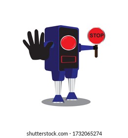 Illustration of red traffic light robot, suitable for icons, traffic, advertisements, etc.

